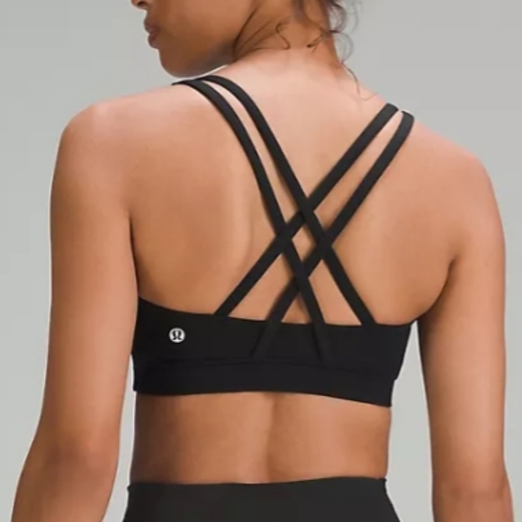 Lululemon Brand-Black Strappy Energy Bra- Medium A-DD- Size 6 - Picture 2 of 8